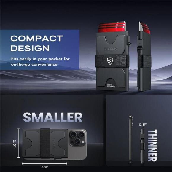 Mens Slim RFID Wallet Pop Up Card Holder Metal Minimalist Wallet Holds 12 - Picture 4 of 8